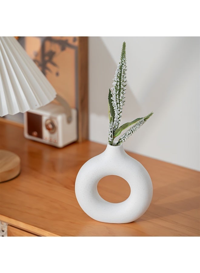 ALMiHomi White Ceramic Vase Set of 3 – Boho Nordic Minimalist Decorative Flower Vases for Home Office Living Room Bedroom - Image 4